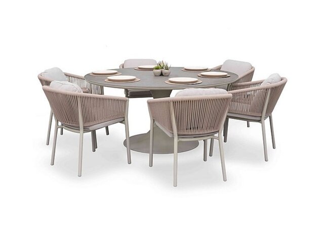Paso Round Garden Dining Table with 6 Chairs