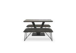 Ruben Dining Table with 2 Faux Suede Standard Benches
