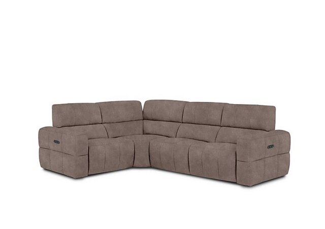 Cube Fabric Power Recliner Left Hand Facing Corner Sofa with Power Headrests - Marble Charcoal Grey
