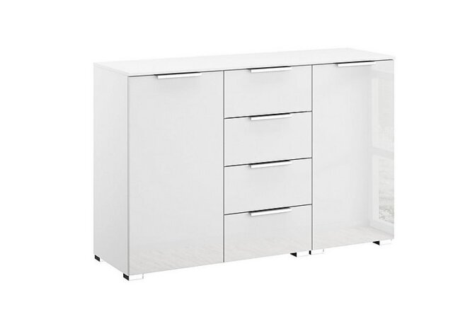 Rauch - Formes Glass 4 Drawer 2 Door Chest - White/White Front