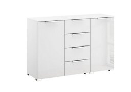 Rauch - Formes Glass 4 Drawer 2 Door Chest - White/White Front