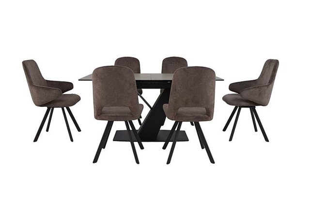 Enterprise Extending Dining Table, 4 Swivel Side Chairs and 2 Swivel Arm Chairs Set