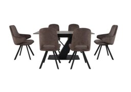 Enterprise Extending Dining Table, 4 Swivel Side Chairs and 2 Swivel Arm Chairs Set