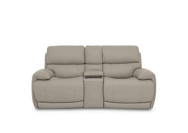 World of Leather - Rocco 2 Seater BV Leather Power Rocker Sofa with Cup Holders and Headrests - Silver Grey