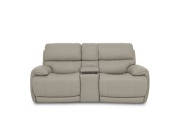 World of Leather - Rocco 2 Seater BV Leather Power Rocker Sofa with Cup Holders and Headrests - Silver Grey