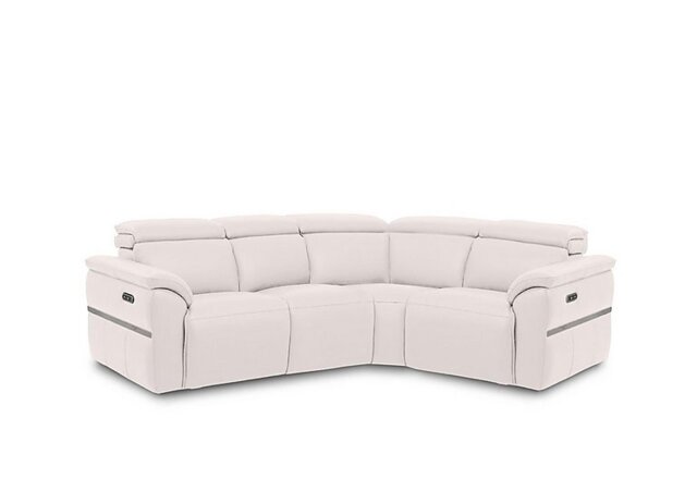 Dolomite Small Leather Right Hand Facing Corner Sofa with Power Recliner