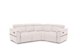 Dolomite Small Leather Right Hand Facing Corner Sofa with Power Recliner
