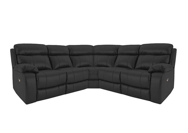 World of Leather - Moreno Leather Power Recliner Corner Sofa - Black