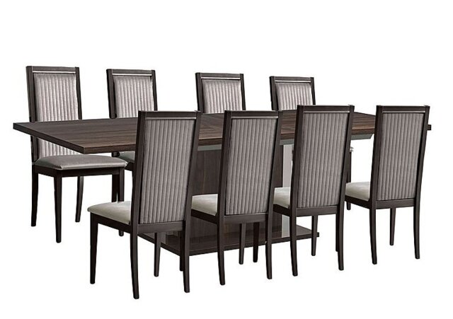 Venezia 200 cm Extending Dining Table and 8 Panelled Fabric Chairs Set - Walnut