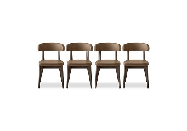 Connubia - Siren Set of 4 Graphite Wooden Leg Dining Chairs - Tobacco