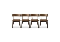 Connubia - Siren Set of 4 Graphite Wooden Leg Dining Chairs - Tobacco