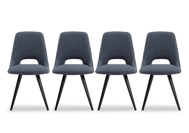 Matera Set of 4 Fabric Dining Chairs with Black Legs - Midnight Blue