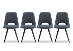 Matera Set of 4 Fabric Dining Chairs with Black Legs - Midnight Blue