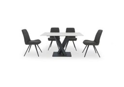 Warrior Crystal White Compact Fixed Dining Table with 4 Standard Chairs - White
