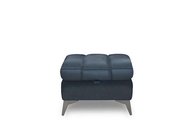 Angelo Leather Storage Footstool - Natural Milled Navy