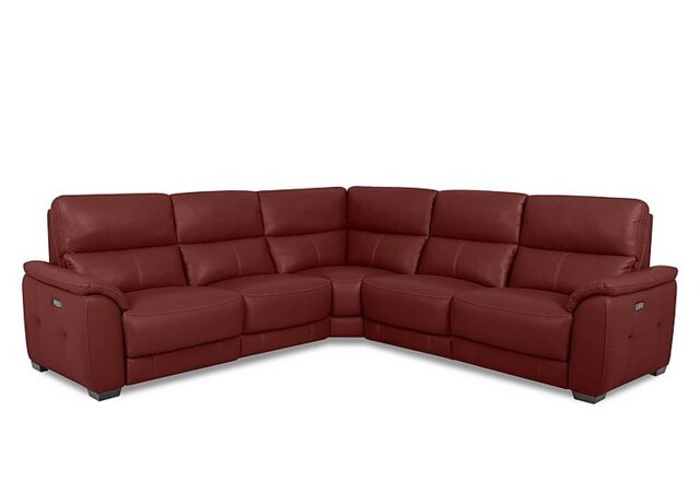 World of Leather - Saffron Large BV Leather Power Recliner Corner Sofa - BV Deep Red