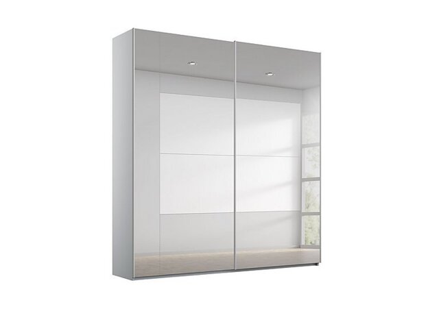 Rauch - Rio 181cm 2 Door Sliding Wardrobe with Premium Interior Fittings Package - Silk Grey Carc/Grey Mirror