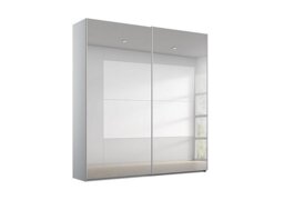 Rauch - Rio 181cm 2 Door Sliding Wardrobe with Premium Interior Fittings Package - Silk Grey Carc/Grey Mirror