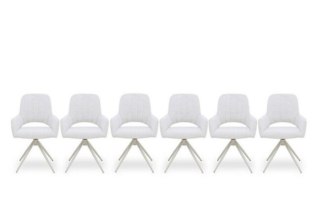 Pebble Set of 6 Swivel Dining Arm Chairs