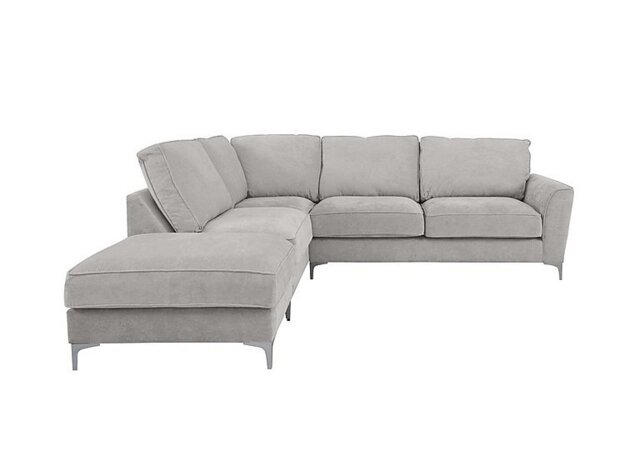 Legend Classic Back Fabric Left Hand Facing Corner Sofa - Cosmo Silver with Light Feet