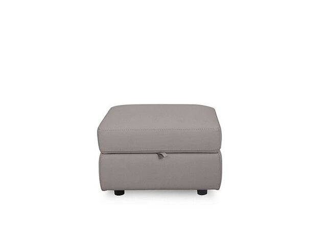 World of Leather - Compact Collection Lille Leather Storage Footstool - Silver Grey