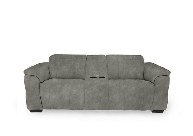 Inca Fabric 3 Seater Power Recliner Sofa with Pop Up Light Console and Power Headrests - Marble Stone