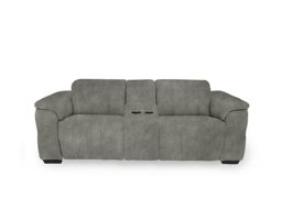 Inca Fabric 3 Seater Power Recliner Sofa with Pop Up Light Console and Power Headrests - Marble Stone
