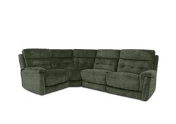 Springer Fabric Left Hand Facing Corner Sofa with Power Recliner - Olive Green