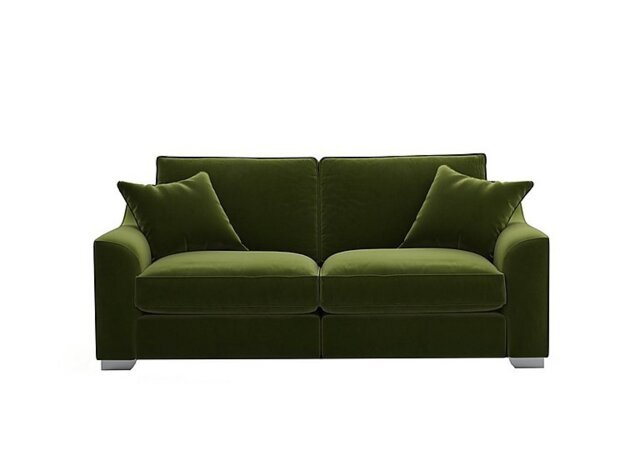The Lounge Co. - Isobel 3 Seater Fabric Fibre Fill Sofa - Woodland Moss with Chrome Feet