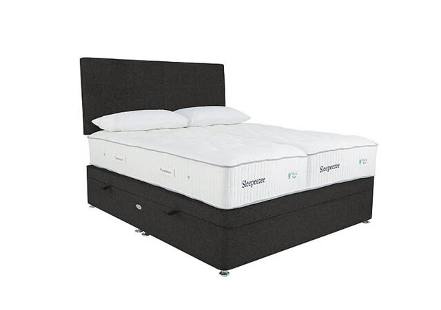 Sleepeezee - Natural Touch 3000 Zip and Link Side Ottoman Divan Set - Tweed Charcoal