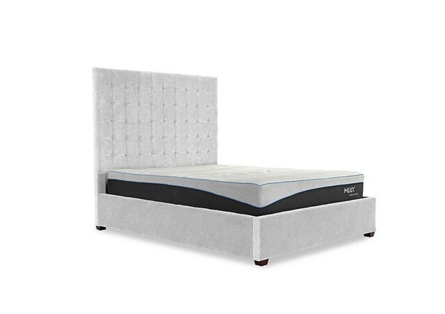 Carrie 160cm Headboard Manual Ottoman Bed Frame - King Size - Ciaga Silver