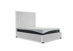 Carrie 160cm Headboard Manual Ottoman Bed Frame - King Size - Ciaga Silver