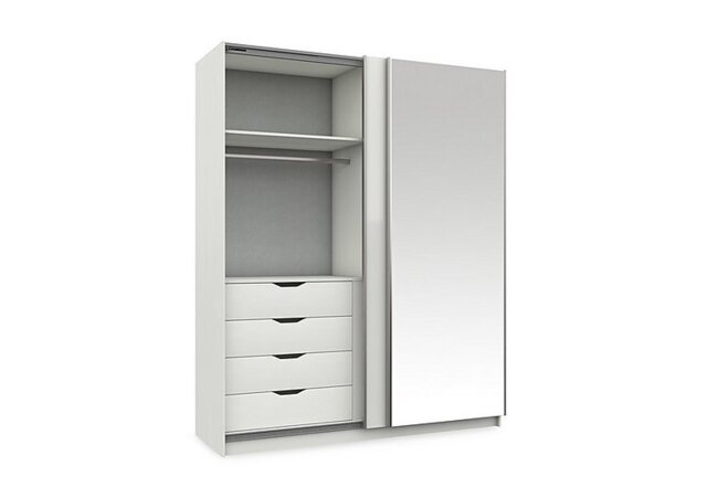 London Bedrooms - Castle 180cm 2 Door Sliding Wardrobe with 1 Mirror Door - Frost