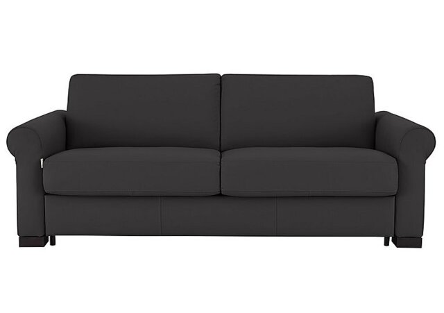 Nicoletti - Alcova 3 Seater Leather Sofa Bed with Scroll Arms - Botero Nero - Sofas and Armchairs - In Time for Christmas