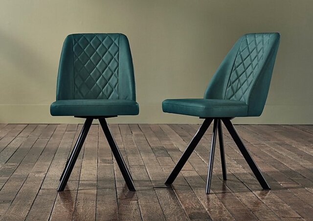 Jupiter Pair of Swivel Dining Chairs - Green