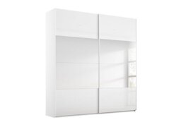 Rauch - Formes Glass 2 Door Sliding Wardrobe with Mirror - White/White Front