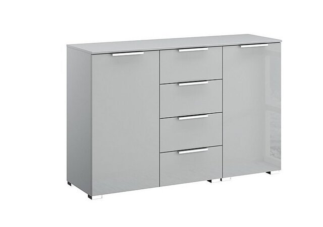 Rauch - Formes Glass 4 Drawer 2 Door Chest - Silk Grey/Silk Grey Front