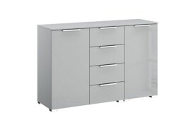 Rauch - Formes Glass 4 Drawer 2 Door Chest - Silk Grey/Silk Grey Front