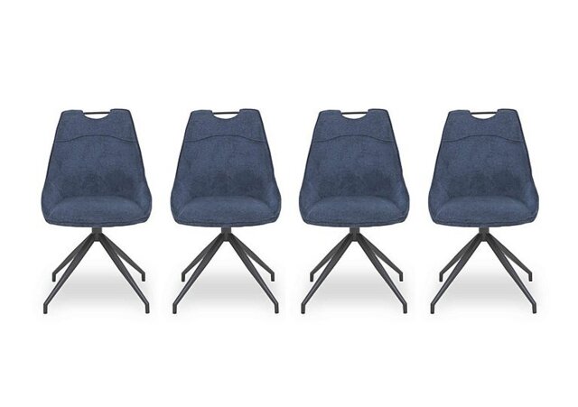 Pedro Set of 4 Fabric Swivel Dining Chairs - Blue