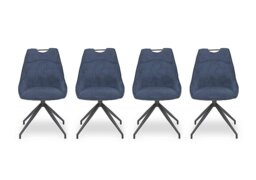 Pedro Set of 4 Fabric Swivel Dining Chairs - Blue - In Time for Christmas