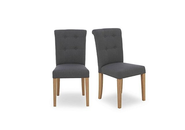 Furnitureland - Augusta Pair of Roll Back Upholstered Dining Chairs - Anthracite