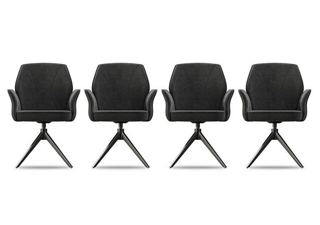 Julio Set of 4 Swivel Dining Arm Chairs - Anthracite