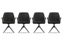 Julio Set of 4 Swivel Dining Arm Chairs - Anthracite