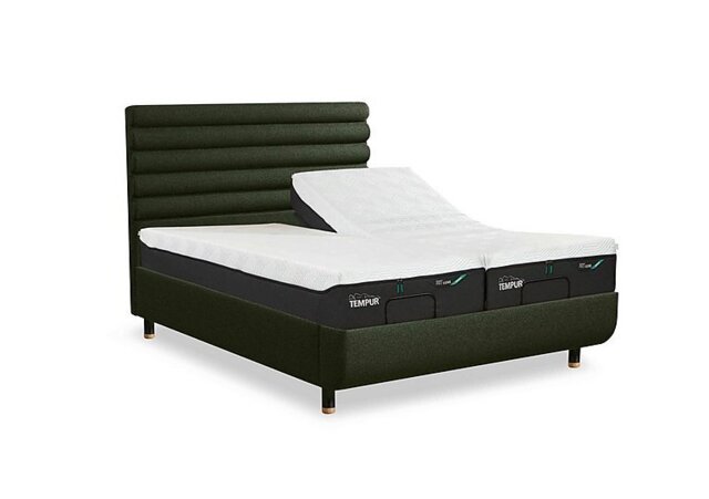 TEMPUR - Arc Ergo Smart Base Bed Frame with Vectra Headboard - Super King - Dark Green