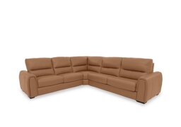World of Leather - Flex NC Leather Large Right Hand Facing Corner Sofa Bed with Storage Arm - Pecan Brown