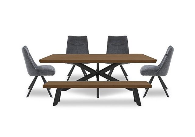 Bodahl - Athena Soft Edge Dining Table, Bench and 4 Swivel Chairs - 220-cm - Old Bassano