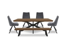 Bodahl - Athena Soft Edge Dining Table, Bench and 4 Swivel Chairs - 220-cm - Old Bassano