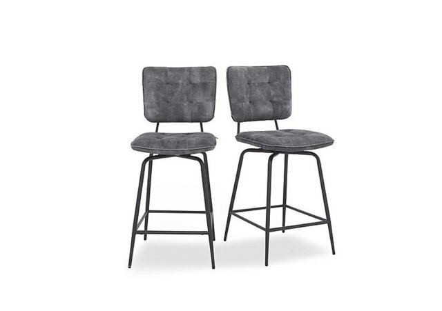 Habufa - Toronto Pair of Velvet Swivel Bar Stools - Anthracite