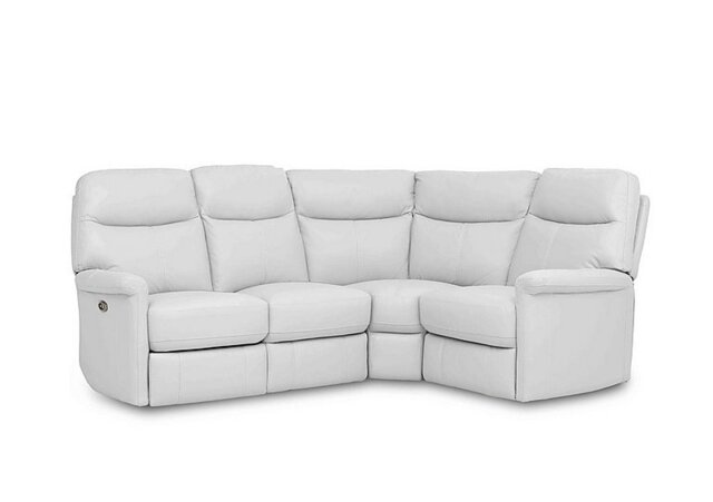 World of Leather - Compact Collection Lille NC Leather Power Recliner Right Hand Facing Corner Sofa - NC Star White