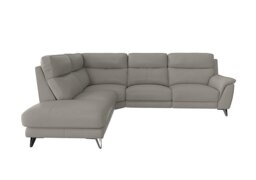 World of Leather - Contempo Left Hand Facing Chaise End BV Leather Sofa - Silver Grey